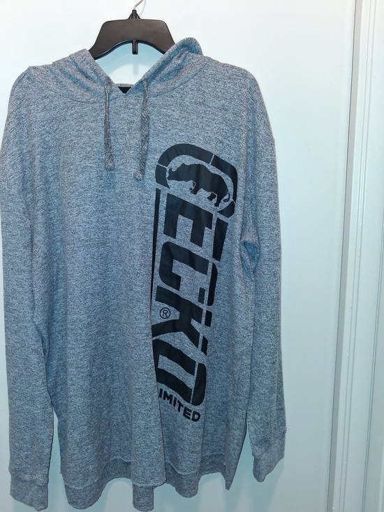 Echo Other - Echo Men's Heather Gray Hooded Pullover with Vertical Black Logo